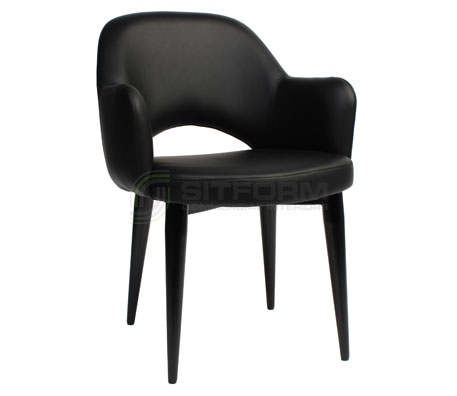 Maya Arm chair - Metal Black Frame, Vinyl seat