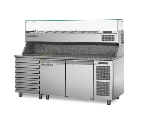 Coldline – TZ13/1MC VP – Pizza Counter with Granite Top | Commercial Kitchen Equipment